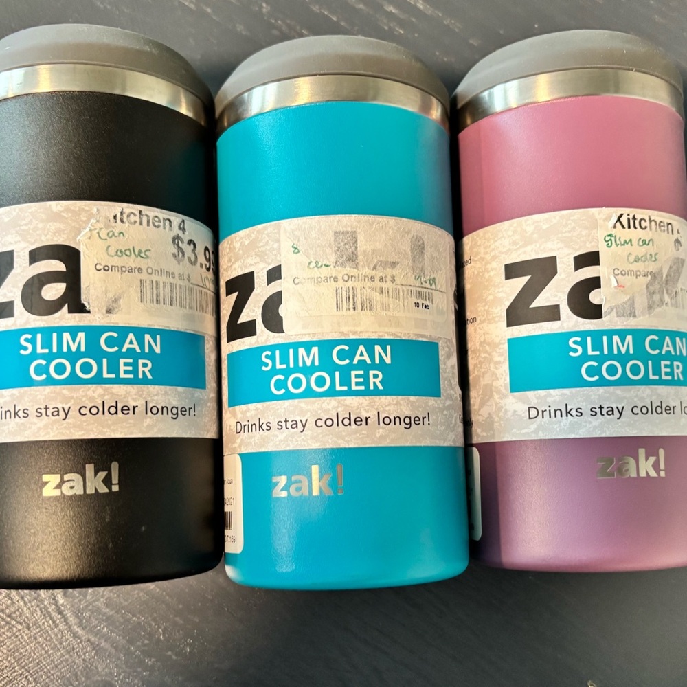 Zak Slim Can Cooler Set - Black, Blue, Pink